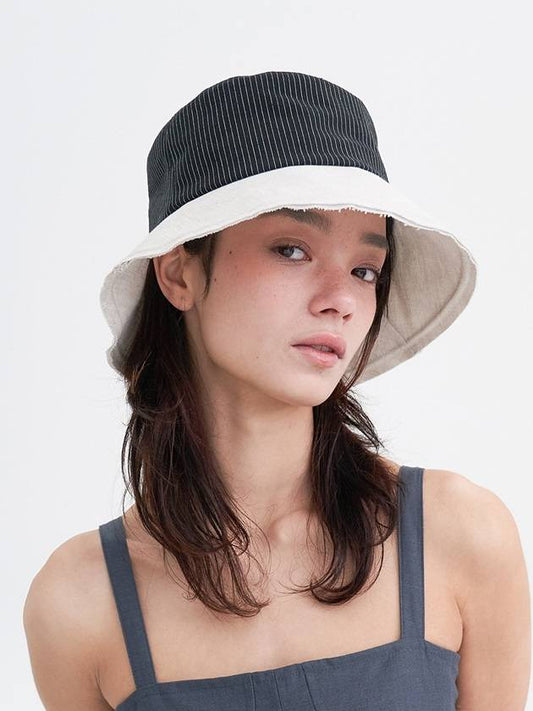 Casual Bucket Hat Stripe Black - BROWN HAT - BALAAN 1