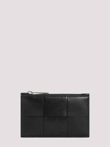 Intrecciato Zipper Card Wallet Black - BOTTEGA VENETA - BALAAN 1