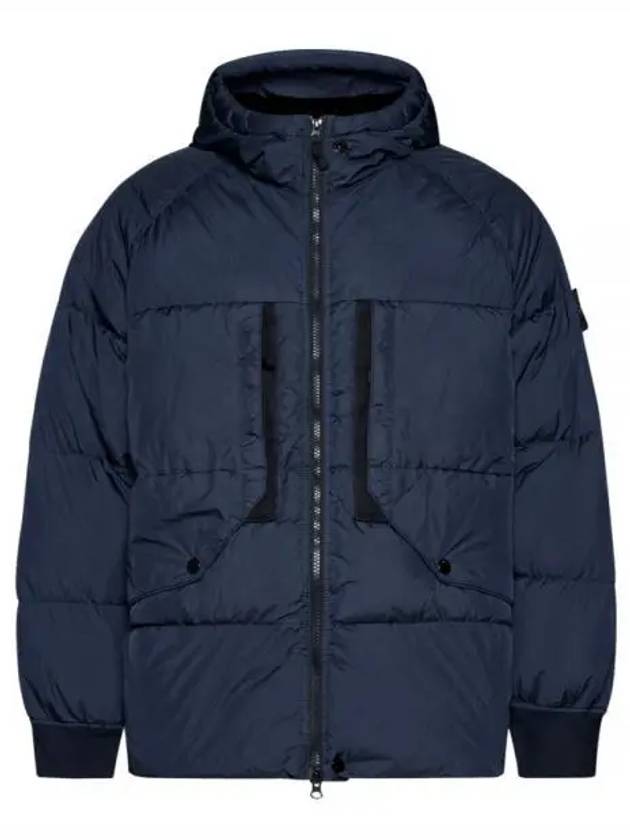 Garment Dyed Crinkle Reps Recycled Nylon Hoodie Padding Navy - STONE ISLAND - BALAAN 2