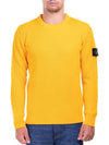 Wappen Patch Crew Neck Ribbed Wool Knit Top Yellow - STONE ISLAND - BALAAN 3