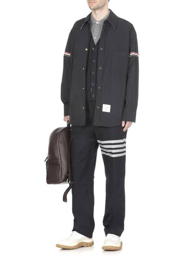 Armband Oversized Poly Twill Shirt Jacket Navy - THOM BROWNE - BALAAN 5