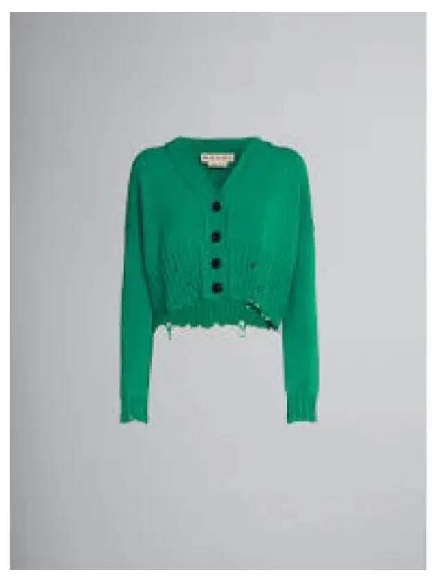 Cotton Crop Cardigan Green - MARNI - BALAAN 2