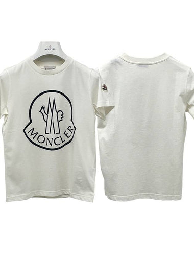 Kids Maxi Logo Short Sleeve T shirt 12Y 14Y Snow White 8C00020 83907 034 - MONCLER - BALAAN 1