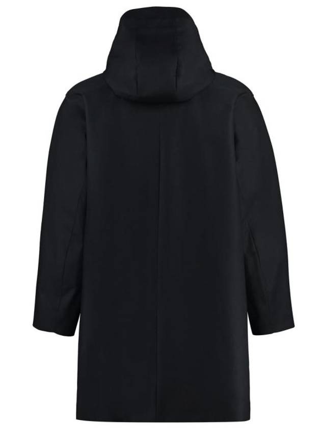 Waterproof Cotton Twill T-Dart Hooded Jacket Navy - THOM BROWNE - BALAAN 3