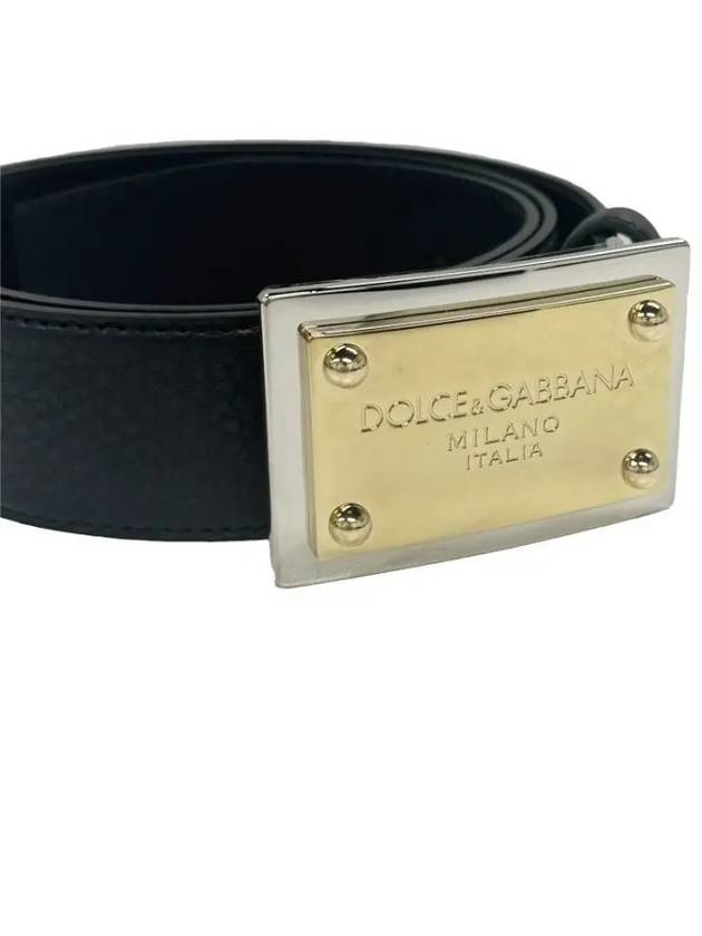 Buckle Square Grain Leather Belt Black - DOLCE&GABBANA - BALAAN 3