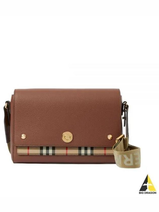 Leather and Vintage Check Note Crossbody Bag Tan - BURBERRY - BALAAN 2