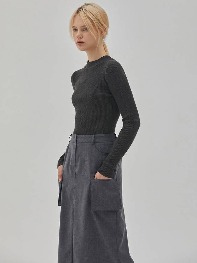 RYUL+WAI: Pocket Wool Long Skirt Gray - RYUL+WAI: - BALAAN 4