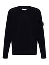 Compass Badge Crewneck Virgin Wool Knit Top Navy - STONE ISLAND - BALAAN 2