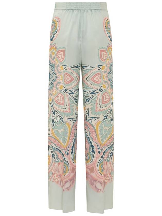 Women's Printed Silk Perlacho Straight Pants Light Blue - ETRO - BALAAN 3