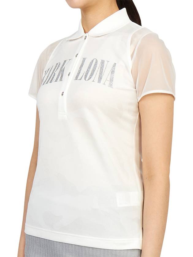 Golf Gauge Jacquard MLW 3A AP05 WHITE Women s Collar Short Sleeve T Shirt Regular Fit - MARK & LONA - BALAAN 3