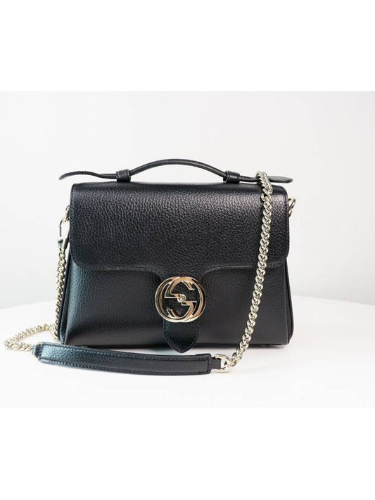 GG Interlocking Chain Small Top Handle Shoulder Bag Black - GUCCI - BALAAN 2