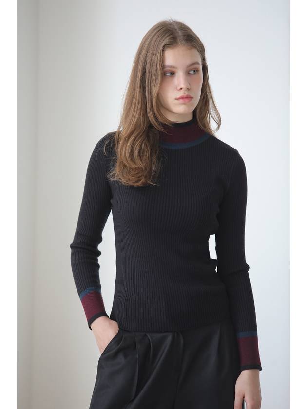 Kaisienne color block half neck polar knit black - CAHIERS - BALAAN 4