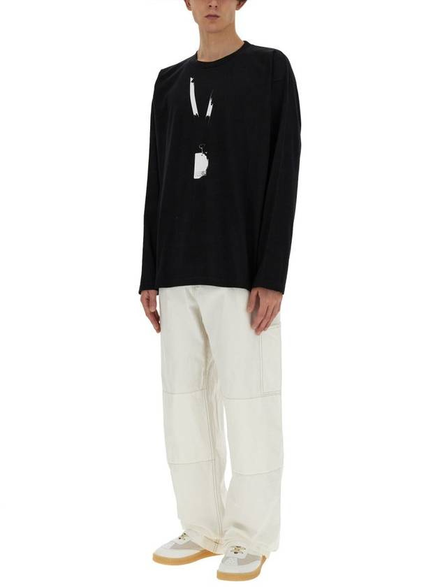 Zipper Detail Loose Straight Jeans Off White - MAISON MARGIELA - BALAAN 3