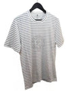 Logo Print Stripe Short Sleeve T-Shirt White - BRUNELLO CUCINELLI - BALAAN 3