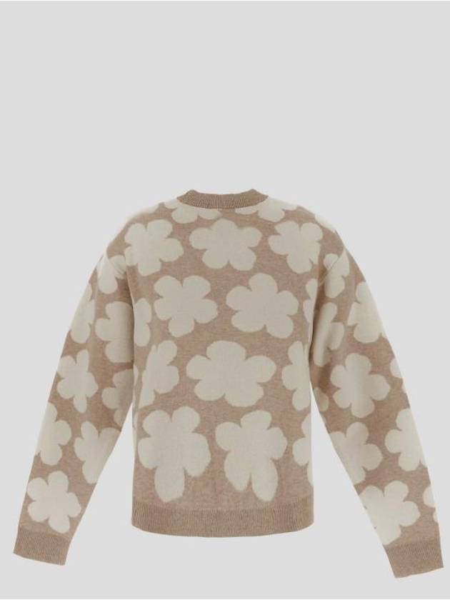 Floral Detail Crew Neck Knit Top Beige - KENZO - BALAAN 3