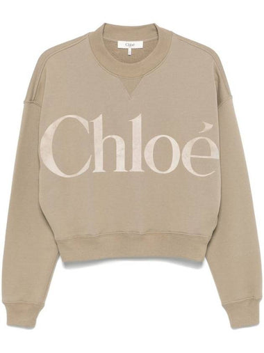 Chloé Velvet Logo Cotton Fleece Sweatshirt Clothing - CHLOE - BALAAN 1