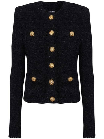 button tweed jacket black - BALMAIN - BALAAN 1