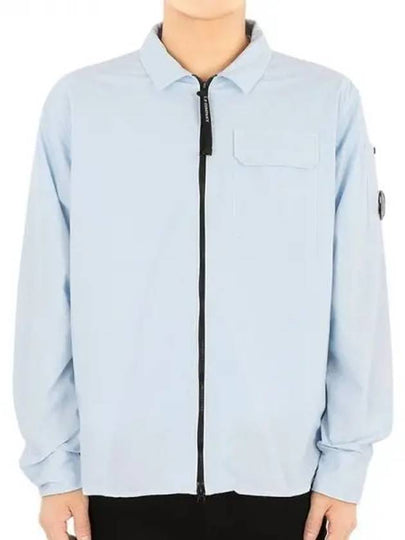 Gabardine Zip Up Long Sleeve Shirt Blue - CP COMPANY - BALAAN 2