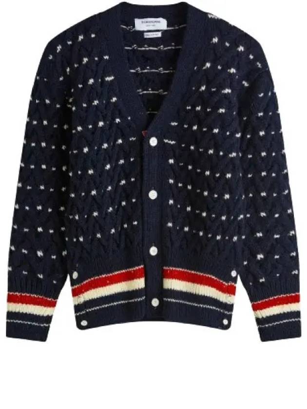 Donegal Cable Classic Cardigan MKC542B Y1506 415 - THOM BROWNE - BALAAN 1