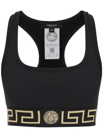 Women's Greca Border Gym Bra Black - VERSACE - BALAAN 1