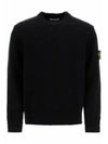 Round Neck Wappen Organic Knit Top Black - STONE ISLAND - BALAAN 2