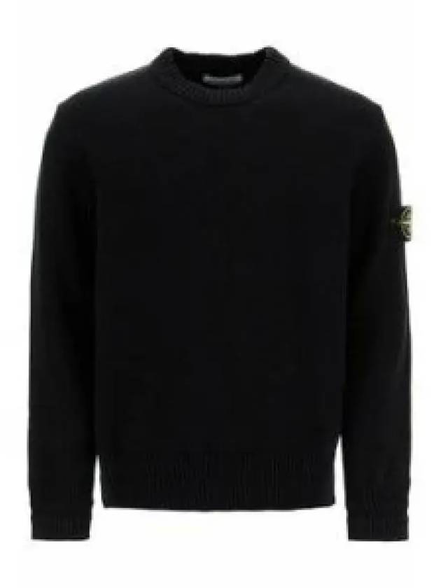 Round Neck Wappen Organic Knit Top Black - STONE ISLAND - BALAAN 2