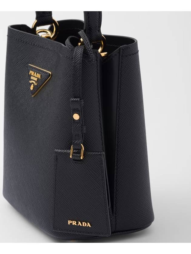 Panier Saffiano Leather Small Tote Bag Black - PRADA - BALAAN 6