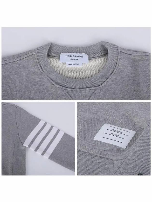 Engineered 4 Bar Stripe Loopback Jersey Knit Crewneck Sweatshirt Light Grey - THOM BROWNE - BALAAN 6