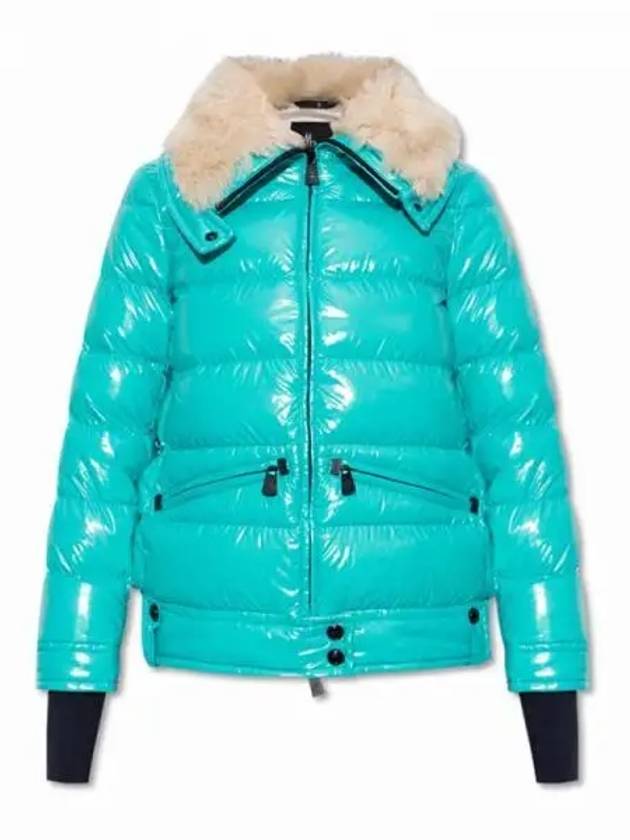 ARABBA Grenoble logo patch shearling collar short down jacket sky blue women s padding 233359 - MONCLER - BALAAN 1