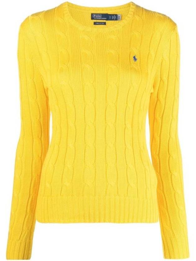 Embroidered Logo Pony Cable Knit Top Yellow - POLO RALPH LAUREN - BALAAN 1