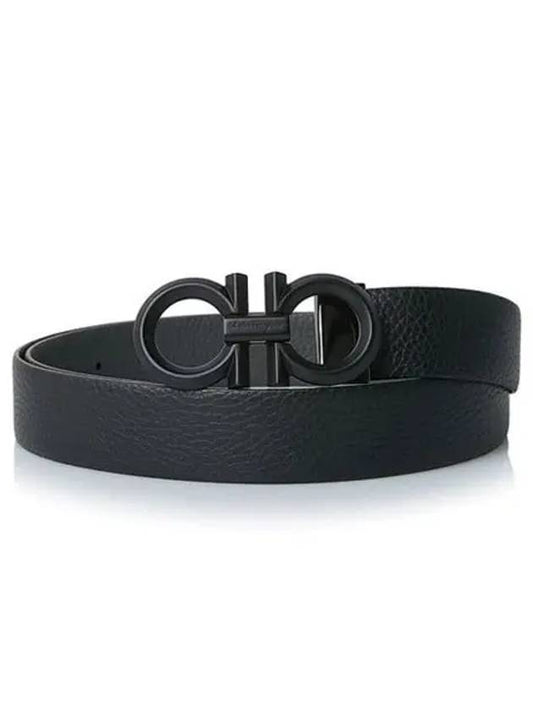 Gancini Buckle Reversible Leather Belt Black - SALVATORE FERRAGAMO - BALAAN 2