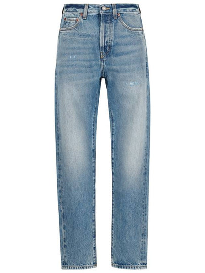 Slim Fit Denim Cotton Straight Jeans Blue - SAINT LAURENT - BALAAN 2