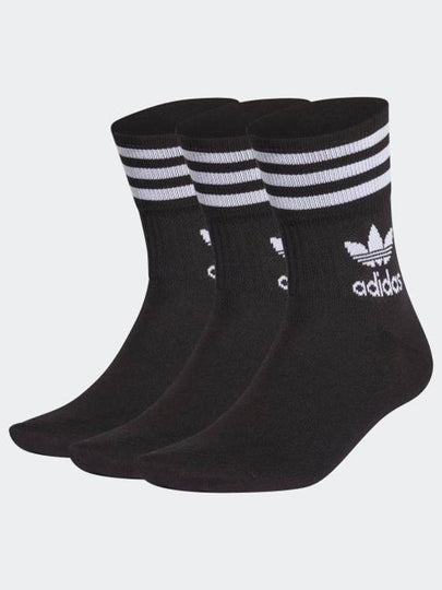 Striped Logo Crew Socks 3 Pack Set Black - ADIDAS - BALAAN 2