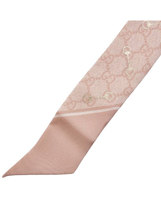 Horsebit GG Print Silk Neck Bow Scarf Rose Pink - GUCCI - BALAAN 5