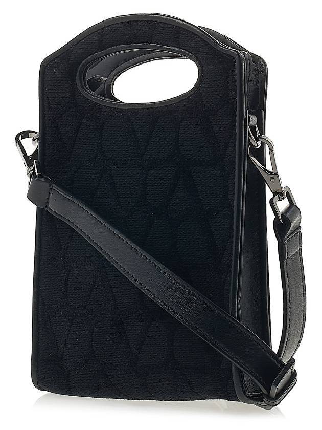 V Logo Mini Fabric Cross Bag Black - VALENTINO - BALAAN 3