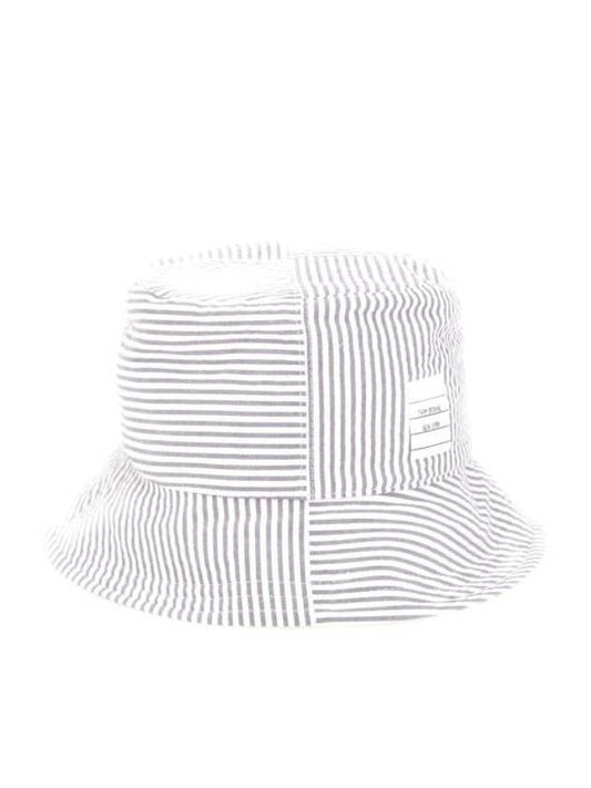 Quarter Combo Striped  Cotton Bucket Hat Grey - THOM BROWNE - BALAAN 1