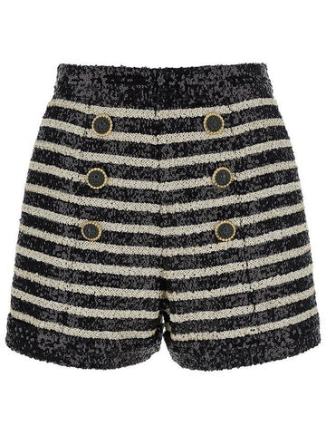 Striped sequin shorts black white - BALMAIN - BALAAN 1