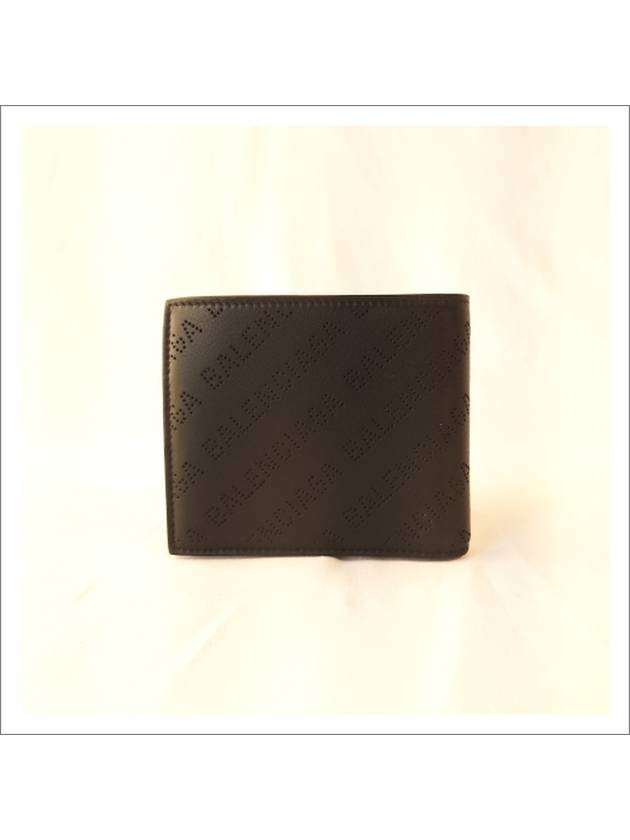 Logo Perforated Square Bicycle Wallet Black - BALENCIAGA - BALAAN.