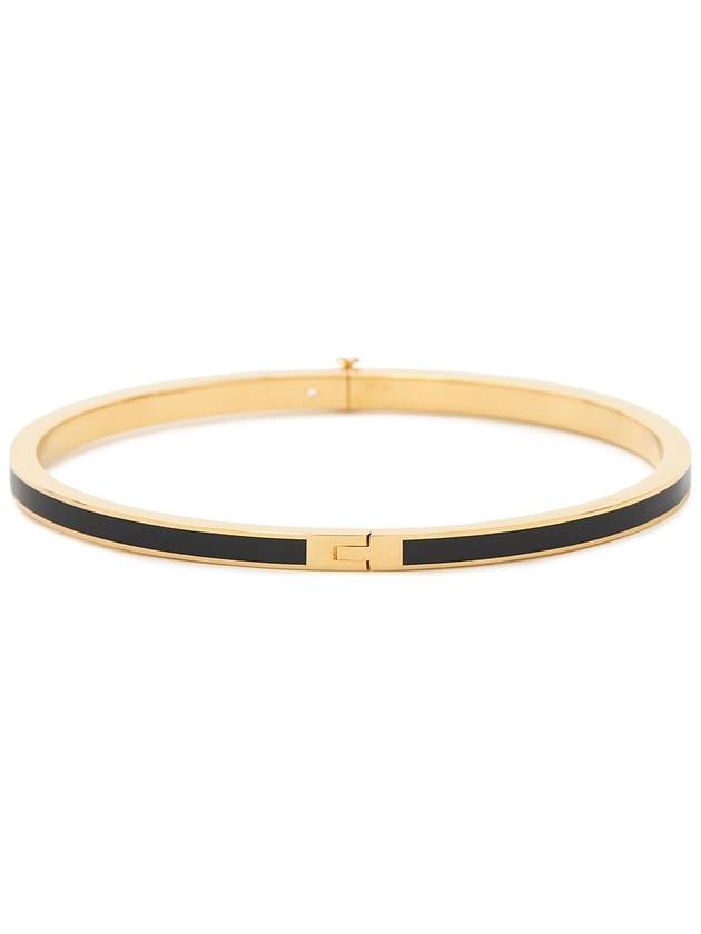 Thin Kira Logo Bracelet Black Gold - TORY BURCH - BALAAN 3