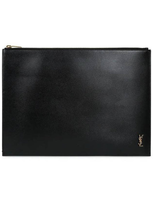 Men's Tiny Monogram Clutch Bag Black - SAINT LAURENT - BALAAN 1