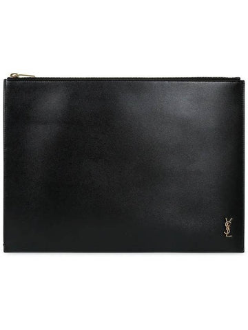 Men's Tiny Monogram Clutch Bag Black - SAINT LAURENT - BALAAN 1