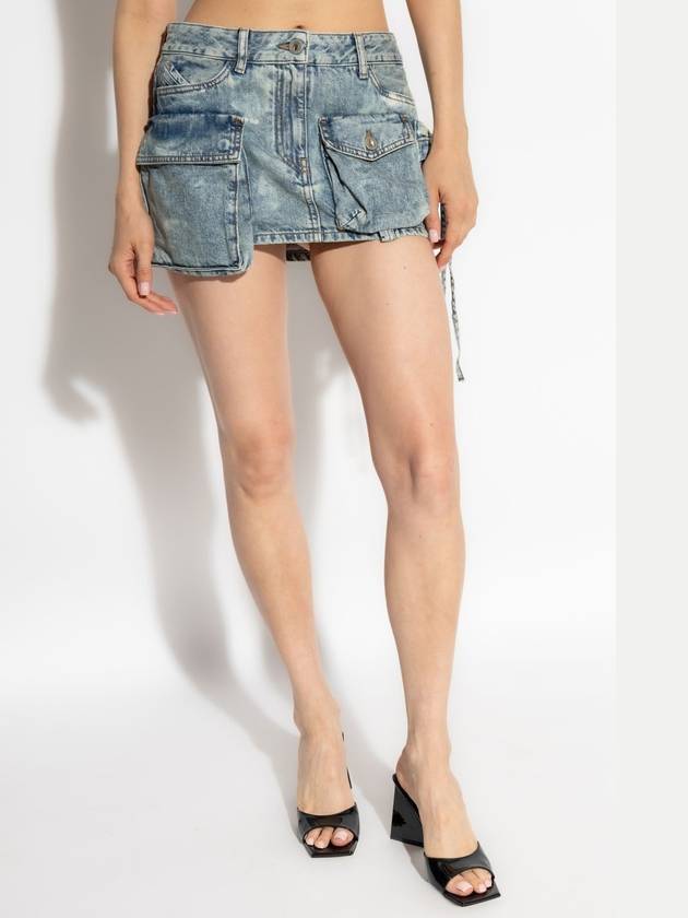 The Attico Short Denim Skirt In ‘cargo’ Style, Women's, Light Blue - THE ATTICO - BALAAN 3