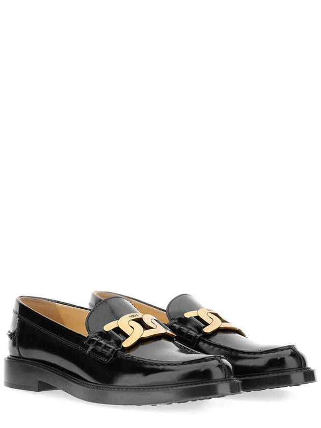 Brushed Leather Chain Loafers Black - TOD'S - BALAAN 3