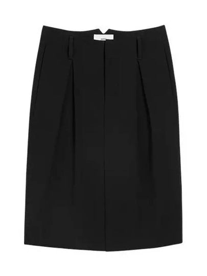 High-waist Midi H-line Skirt Black - AMI - BALAAN 2