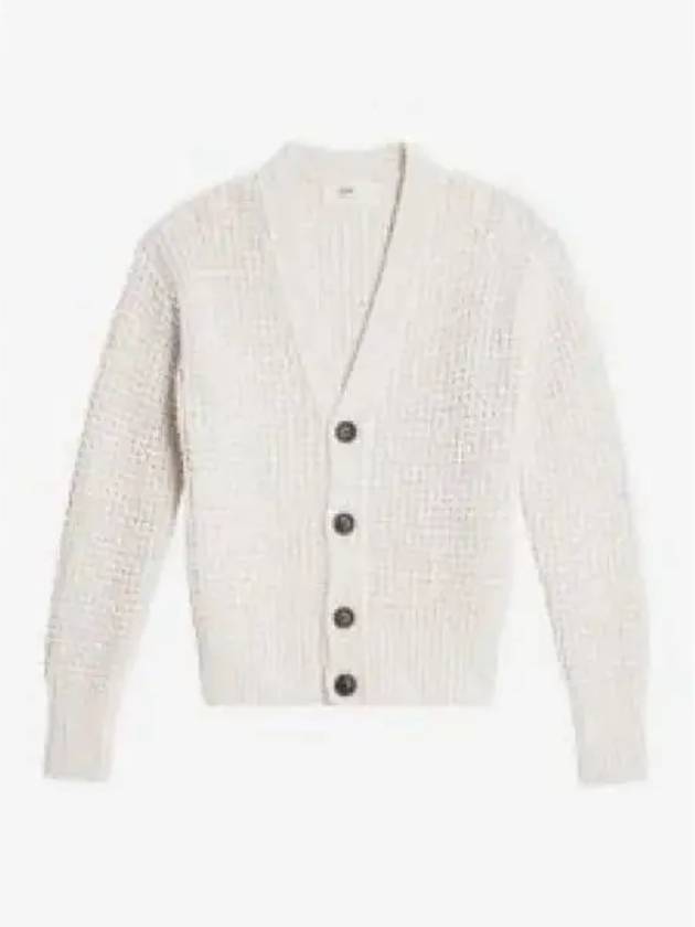 Men's Waffle Knit Button Cardigan Ivory - AMI - BALAAN 2