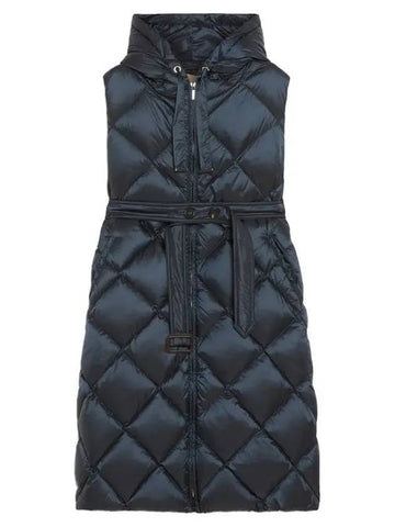 Women s TREGIL Quilted Belted Goose Down Vest Navy - S MAX MARA - BALAAN 1