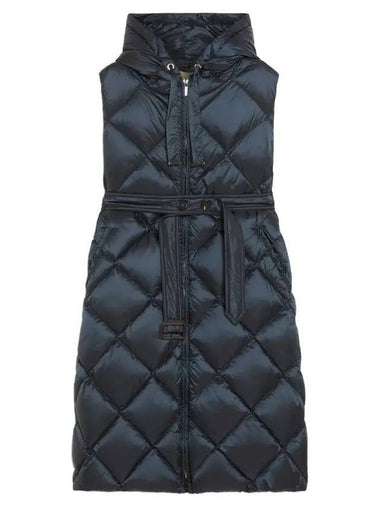 Women's Tregil Quilted Belted Goose Down Vest Navy - S MAX MARA - BALAAN 1