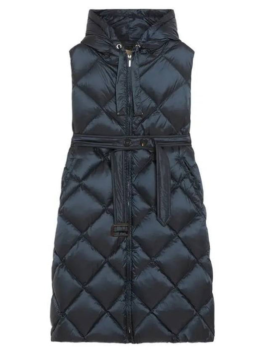 Women s TREGIL Quilted Belted Goose Down Vest Navy - S MAX MARA - BALAAN 1