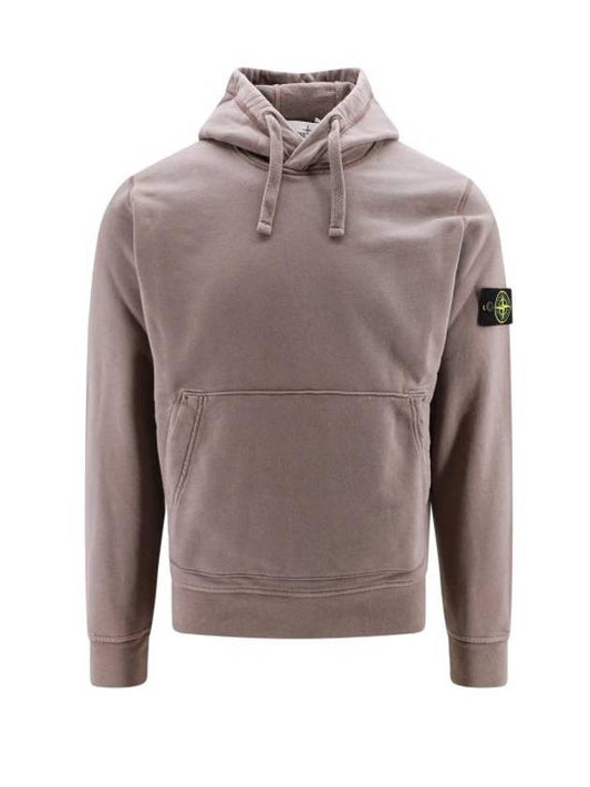 Logo Patch Drawstring Hoodie Grey - STONE ISLAND - BALAAN 1