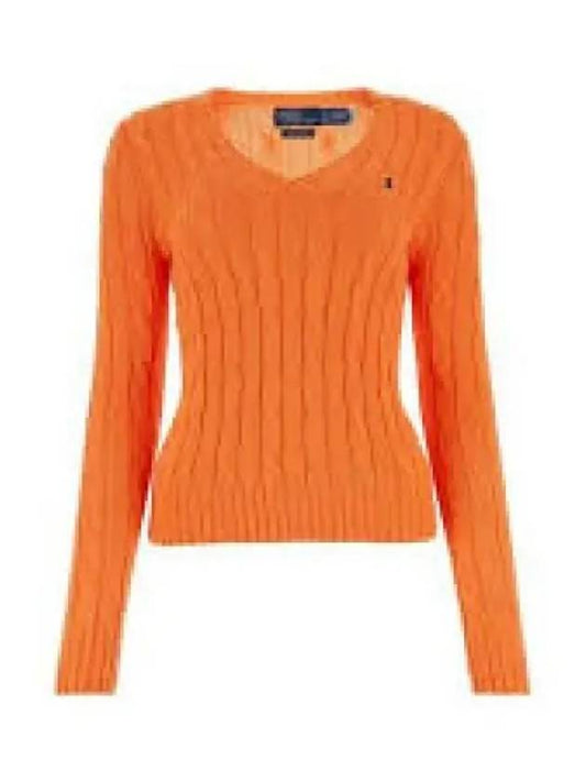 Savings W Cable Knit Cotton V Neck Sweater Orange 1236895 - POLO RALPH LAUREN - BALAAN 1